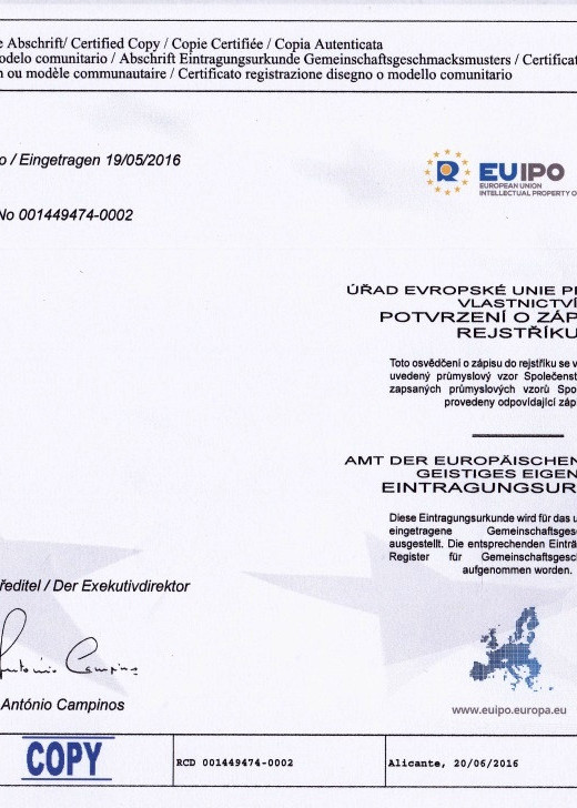 EUIPO Certifikát potvrzení zápisu - rybina